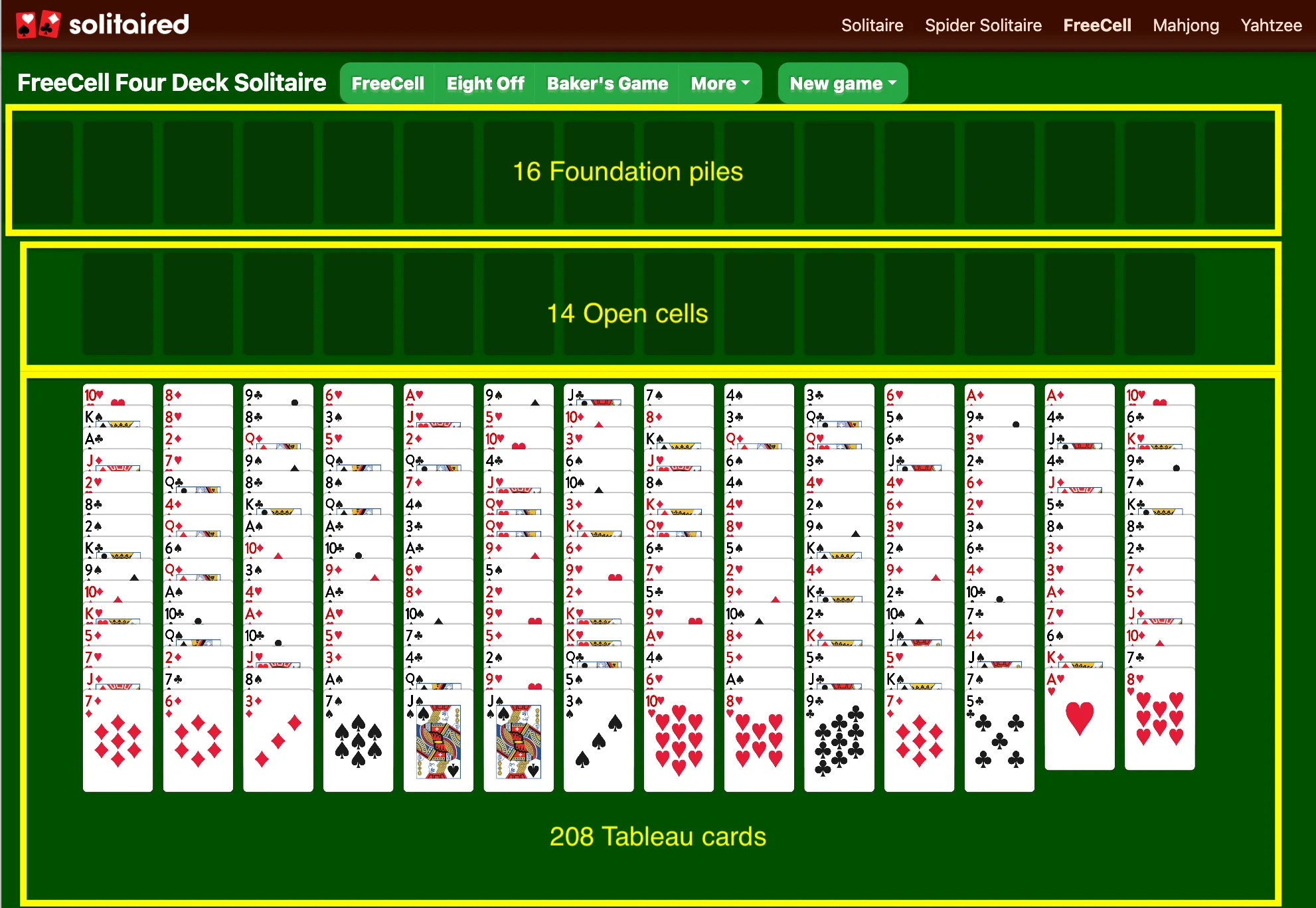 Spider solitaire 2 suits full screen